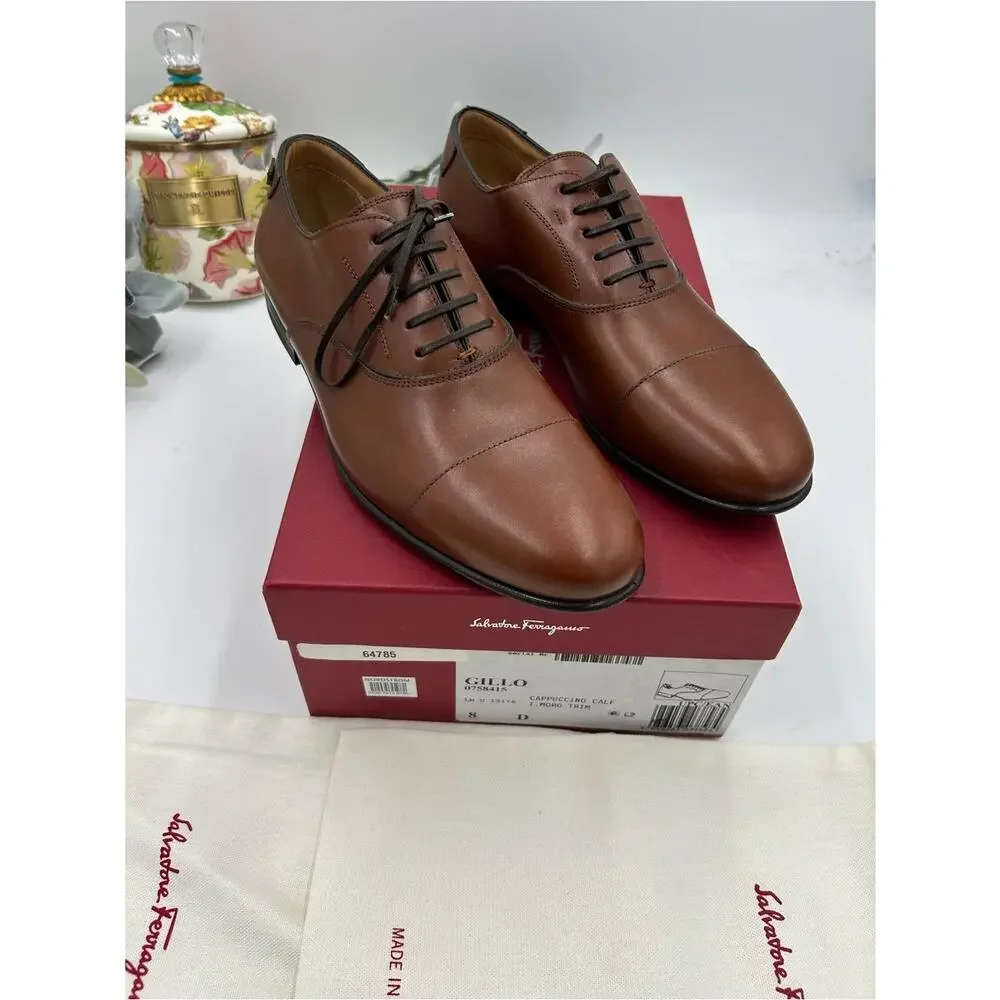 Men's Salvatore Ferragamo GILLO lace up Oxford size 8D made in Italy